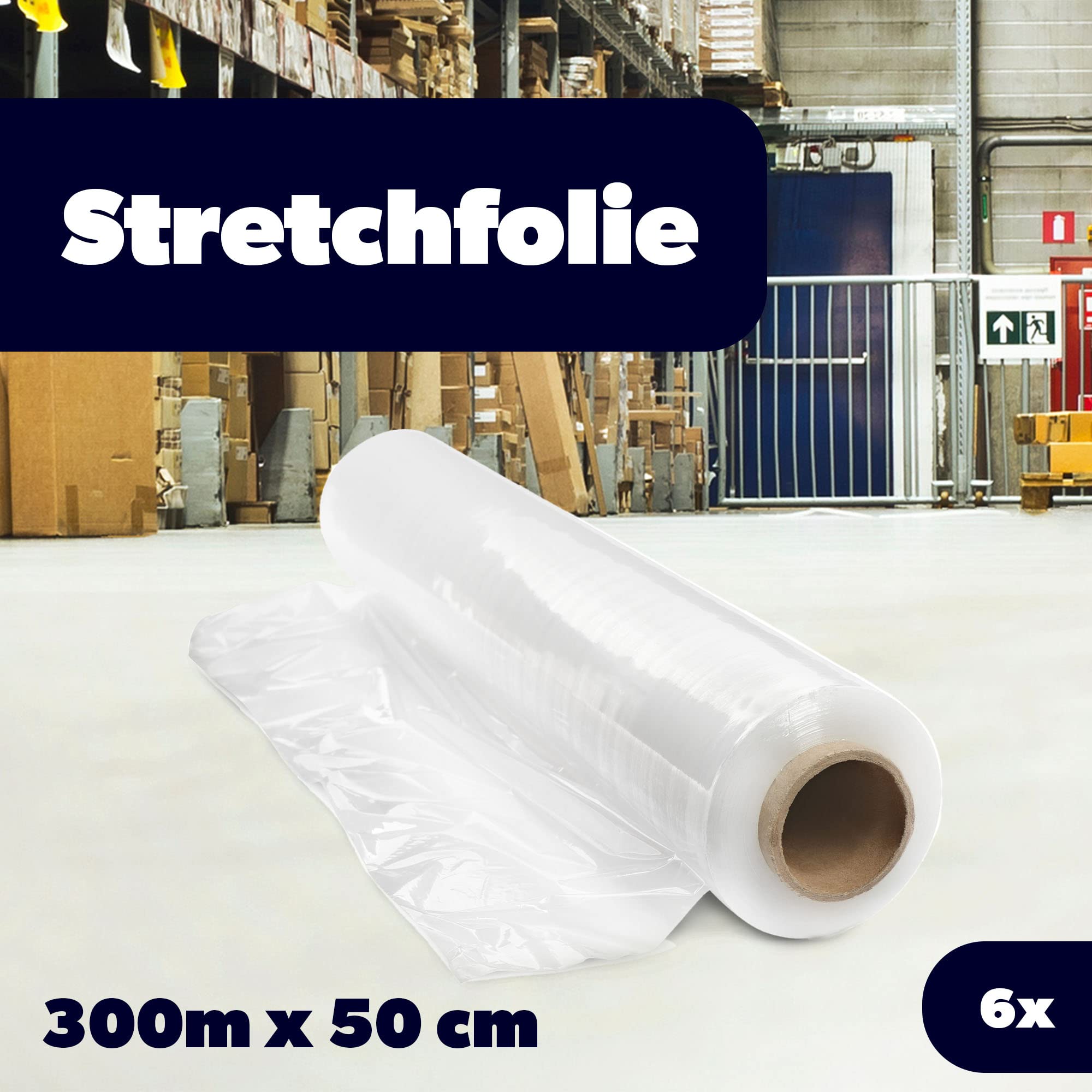 KADAX Pellicola elastica trasparente, 300 x 50 cm, pellicola di plastica per trasloco, 3 kg, per mobili, magazzini, trasporto, pellicola avvolgente, pellicola per imballaggio (set da 6 pezzi)