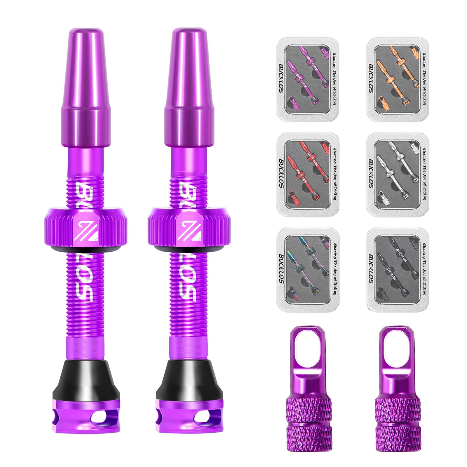 AEYINO Presta Valve Tubeless Stem 44 mm, Valve Stem Kit with Valve Core Removal Tool for Road Bike/Mountain Bike/MTB, Fit Most Bicycle Rims, Super Light Durable Aluminum Stem Purple โ image 1