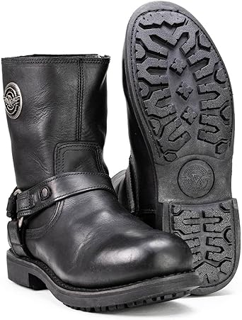 Milwaukee Leather MBM9005 Mens Distressed Brown 11 Inch Classic Harness Square Toe Boots