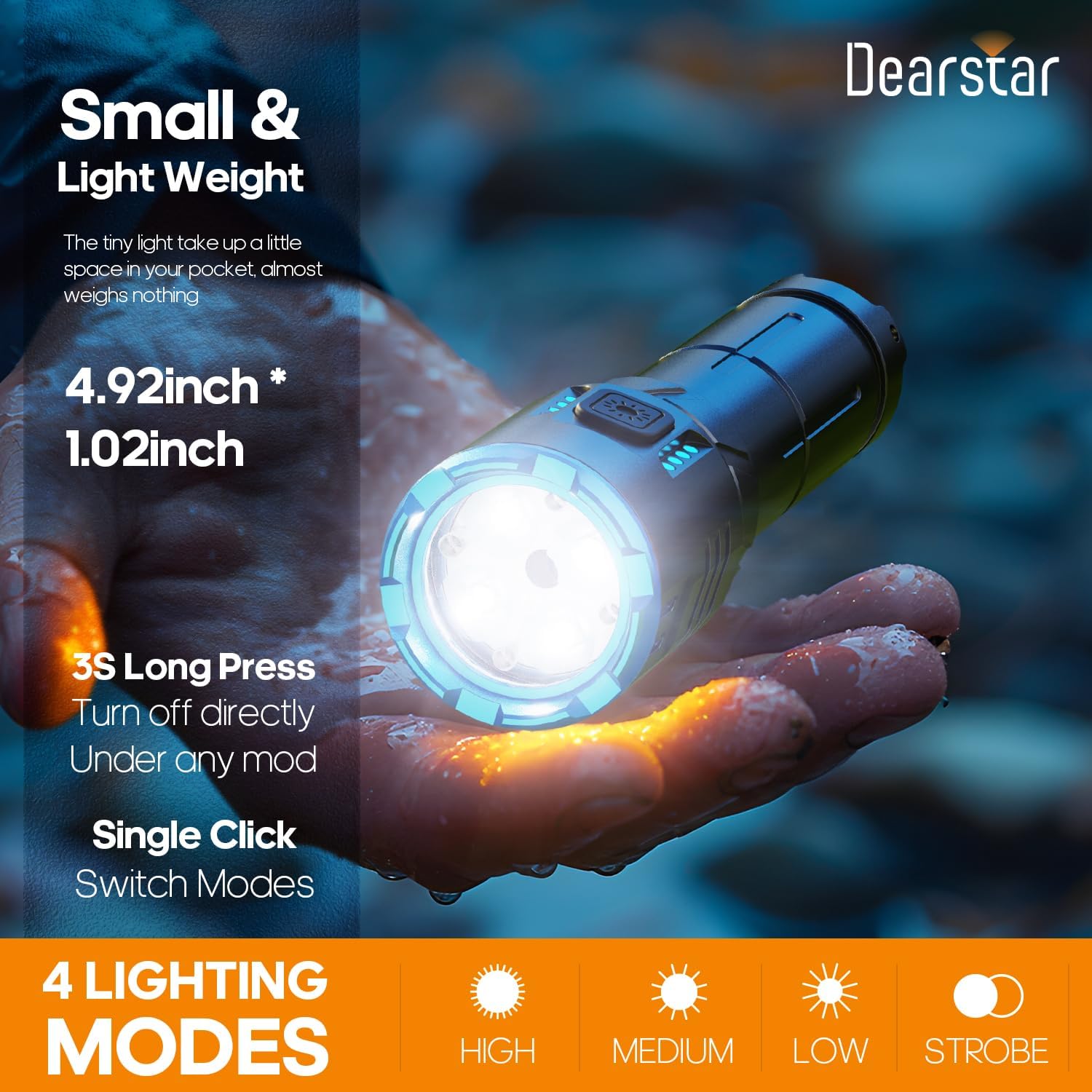 Rechargeable Flashlights Mini Tactical High Lumen, Super Bright LED Small Flashlight with Magnetic Base, High Powered Strong Flash Light, Pocket Outdoor Home Emergency Security Camping - Image 3