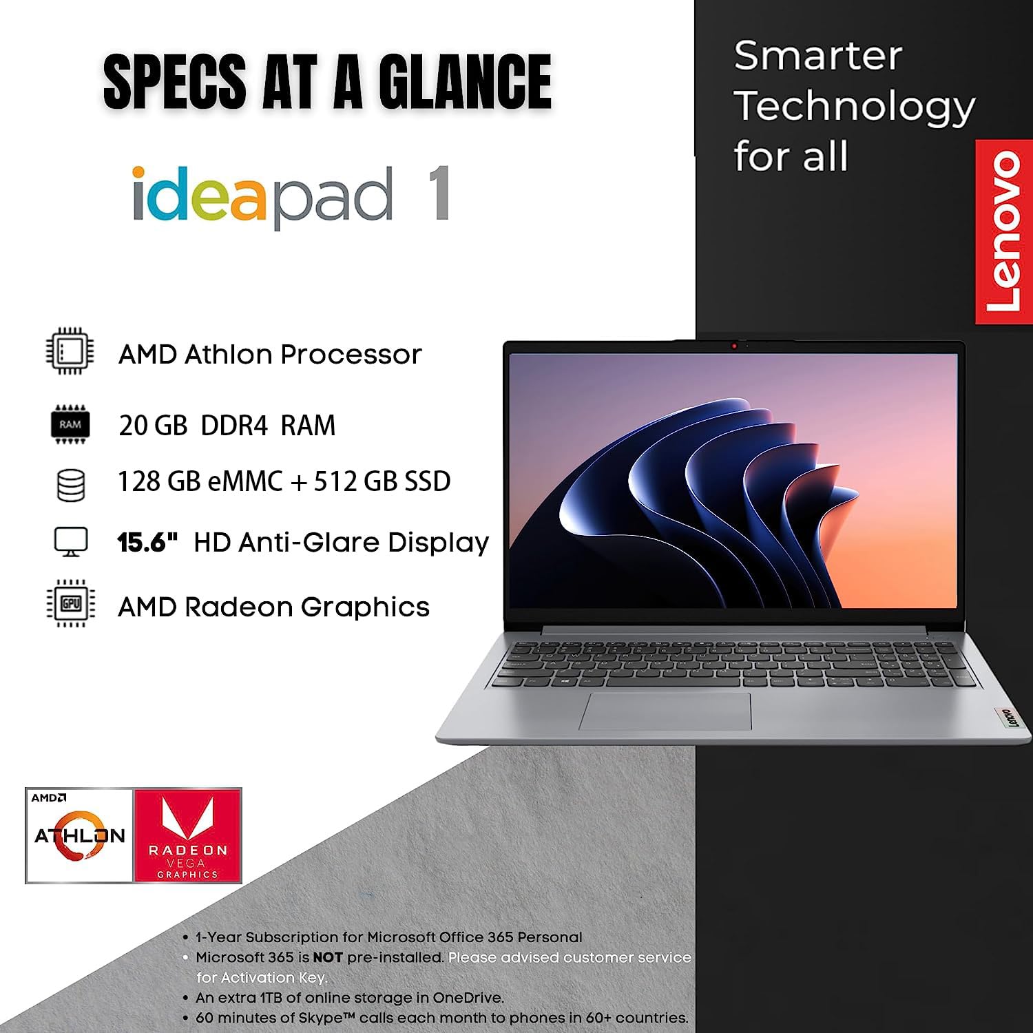 Ideapad 1 15 Inch Laptop Computer, HD 15.6 Laptop