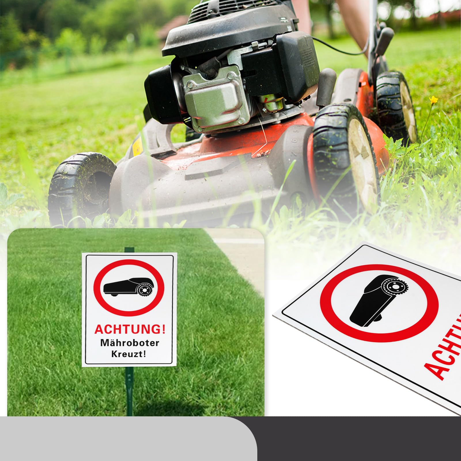 SG Store 2PCS Robot Lawnmower Warning Signs 300x200mm Aluminium Composite Weatherproof Digital Print Ideal for Outdoor Indoor Use(German) - Image 3