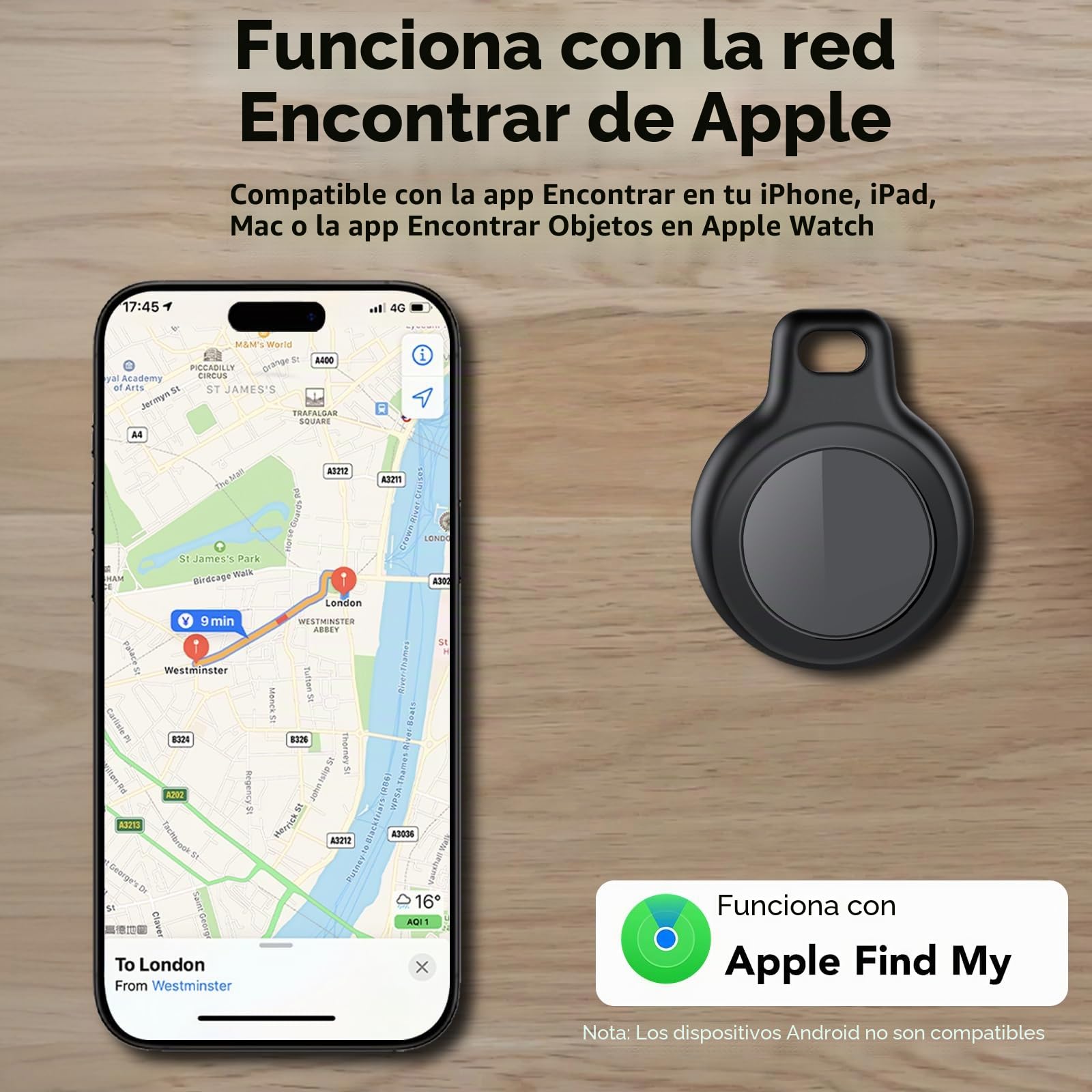 Smart Air Tracker Tag 4 Pack, Mini Localizador de Objetos Bluetooth con Buscar Apple (sólo iOS), IP67 Impermeable, Batería Reemplazable, Llaves/Coche/Cartera/Equipaje