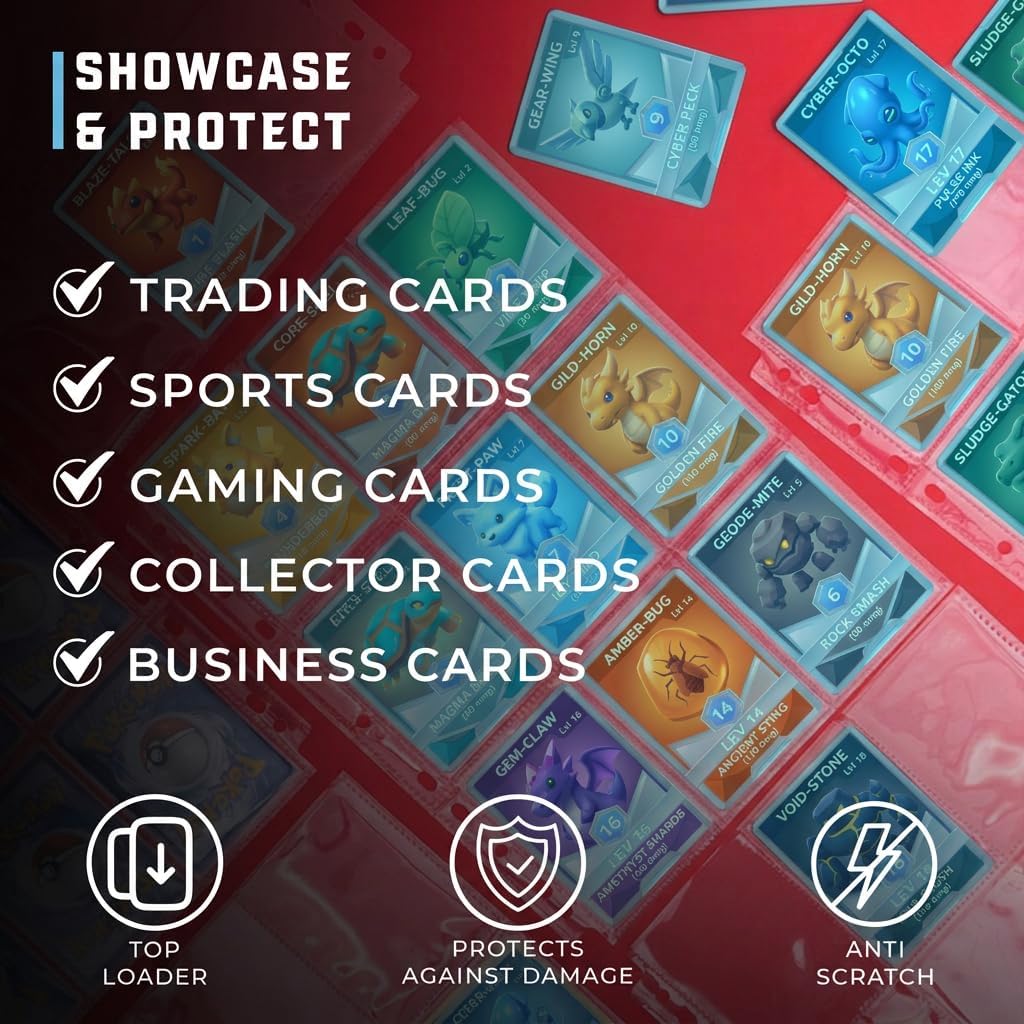 CardGuard 9-Pocket Card Sleeves Binder Sheets, 70 Count – Clear PVC-Free, Acid-Free Protector Sheets for Pokémon, YuGiOh, MTG, TCG, Game & Sports Cards