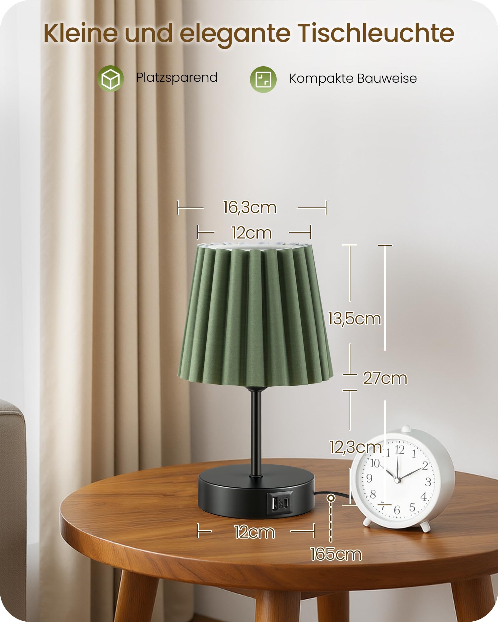 Nachttischlampen 2er Set Touch Dimmbar mit USB Ladefunktion