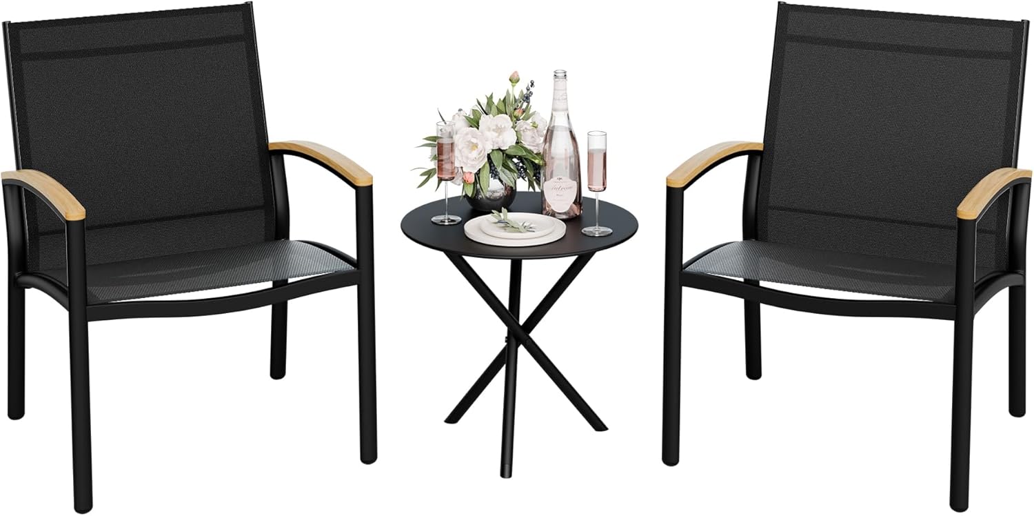 Vongrasig 3Piece Patio Bistro Set, Outdoor Small Furniture