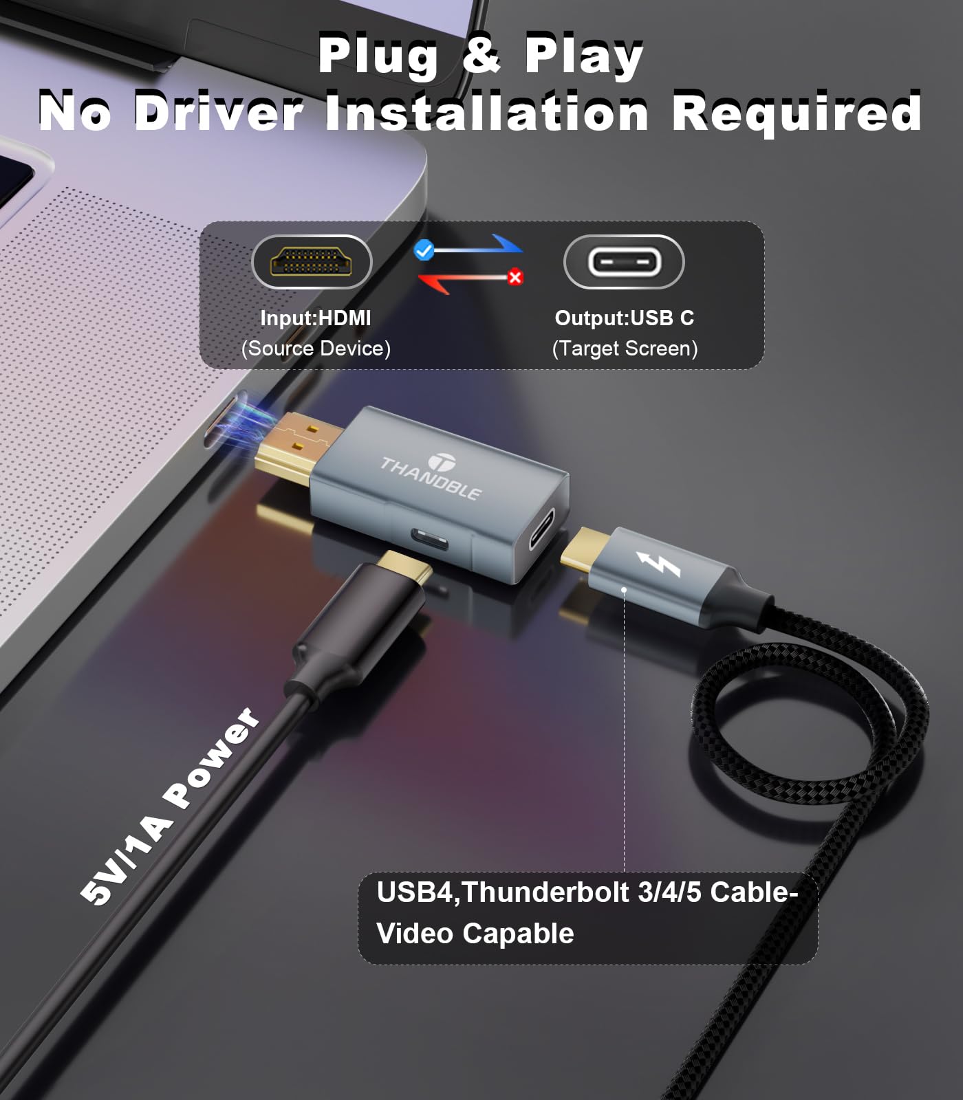 ACT HDMI naar USB Type-C female adapter, 4K@60Hz