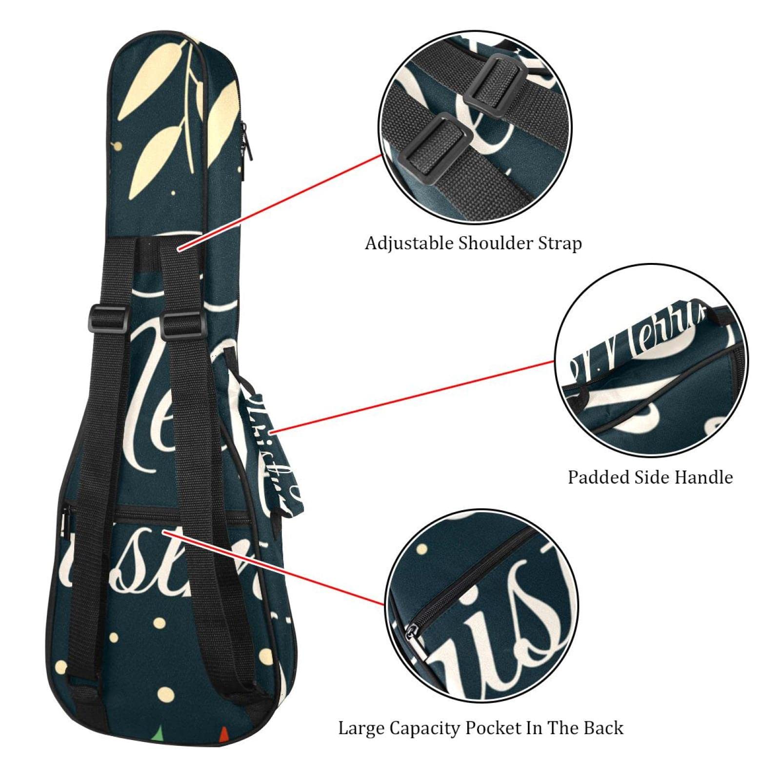 Sac de transport pour ukulélé ténor - Étanche - Rembourré - Idéal pour les concerts soprano (53,3/60,9 cm) - Motif renne de Noël