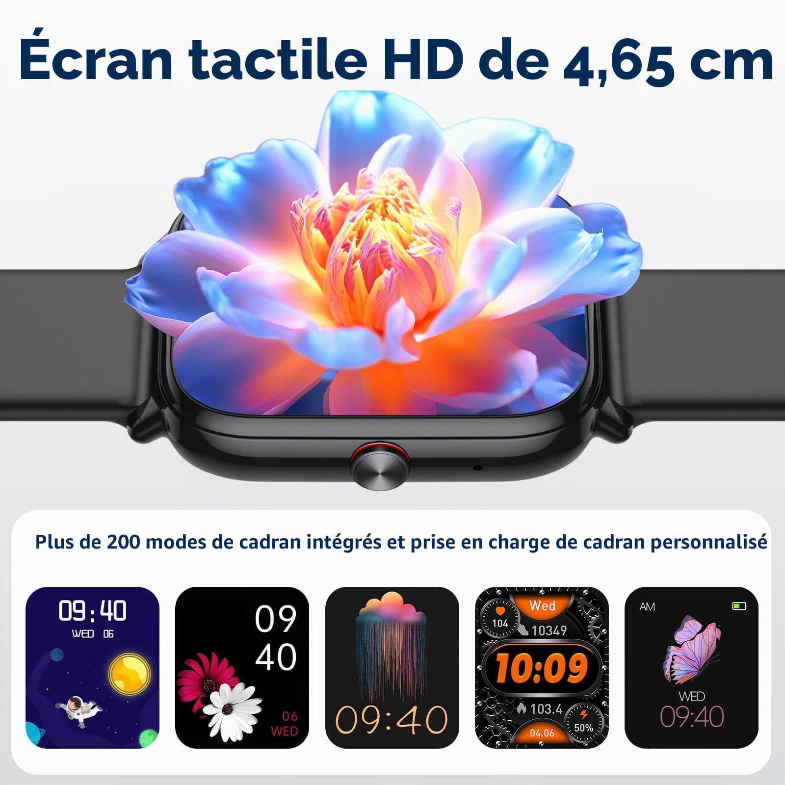Montre Connectée Femme Homme, 1.83"HD Smartwatch, 20 Jours d'Autonomie avec Appel Bluetooth, Cardiofrequencemetre, Sommeil, Montre de Sport avec Étanchéité IP68, 112+ Modes Sportifs pour Android/iOS
