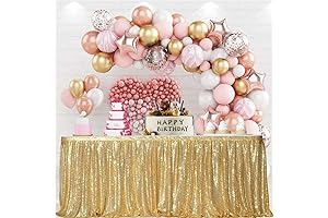 PartyDelight 6ft Gold Sequin Table Skirt- Adorn Your Celebrations with Shimmering Elegance