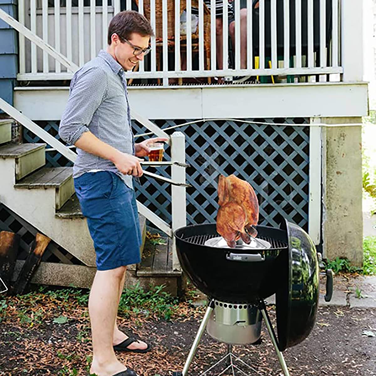 2 Pièces Support de Poulet cuiseur de Poulet rôtissoire à Poulet Verticale Grille Barbecue
