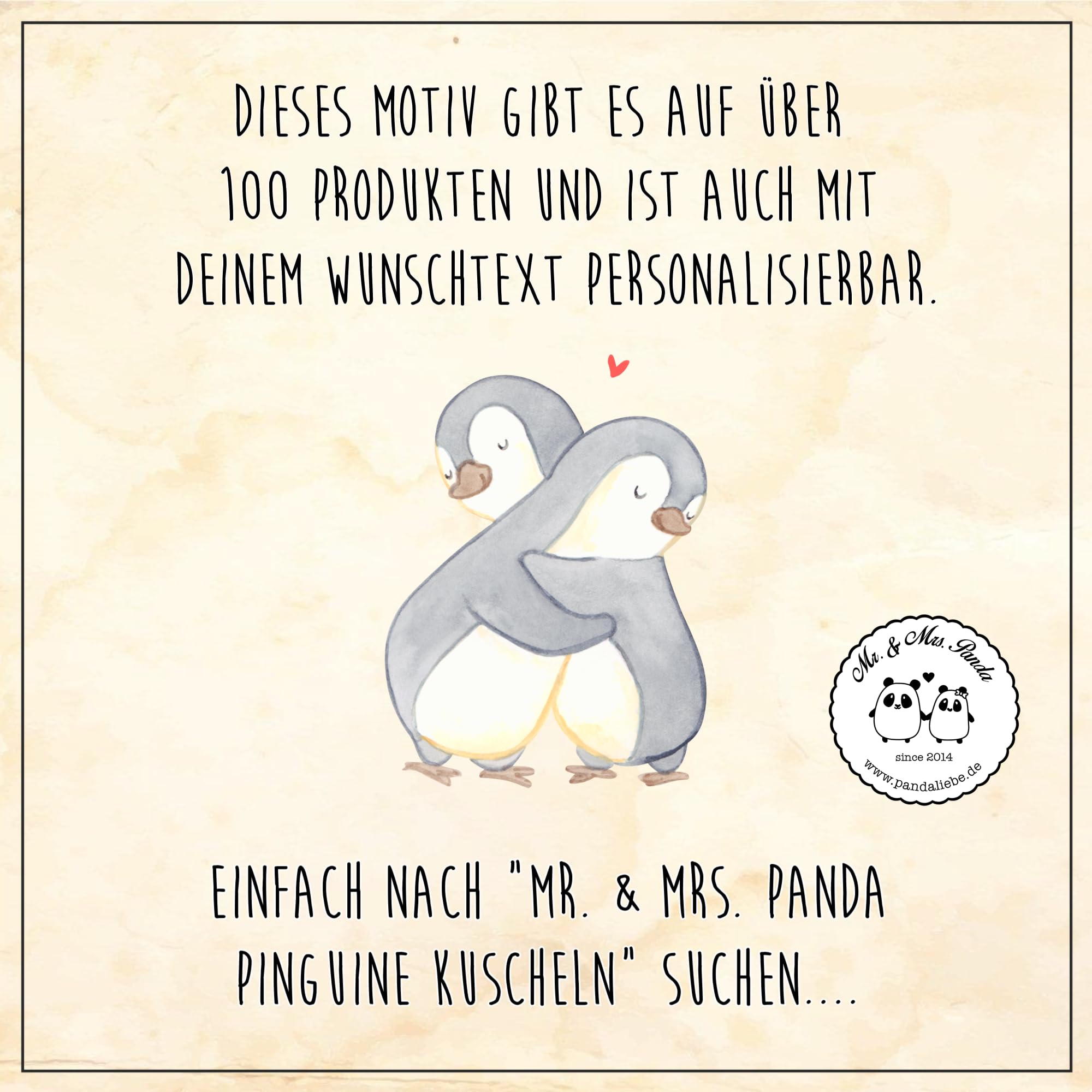 Mr. & Mrs. Panda Personalisierte Fußmatte Pinguine Kuscheln 40 x 60 cm - Geschenke, Individuelle Fussmatte, Jahrestag, Geschenk für Frauen, mit Name, Freundin, Valentinstag, personalisiert, Freund