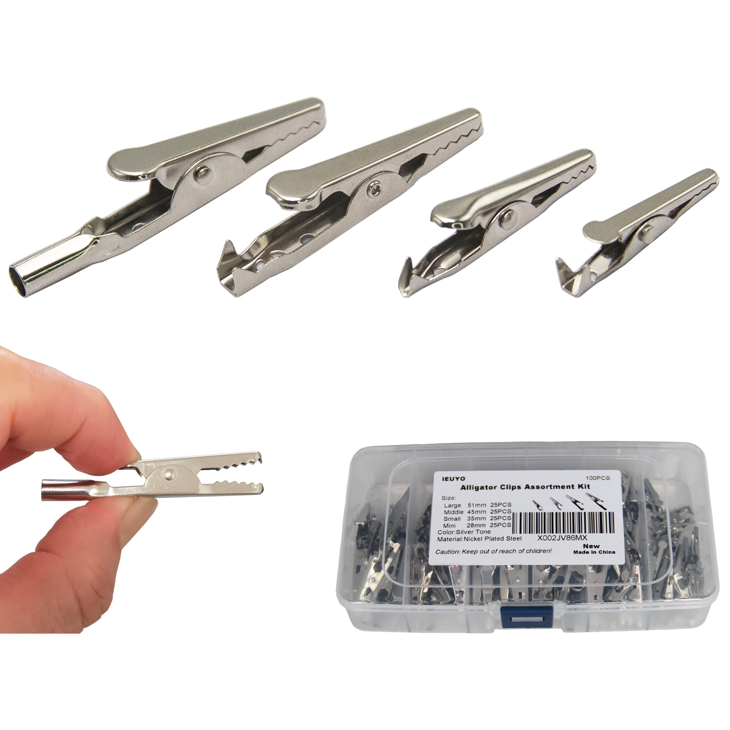 Amazon.com: IEUYO Metal Alligator Clips, 4 Sizes (28mm, 35mm, 45mm