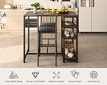 Gizoon Dining Table Set for 2 with 3 Storage Shelves, Kitchen Table and Chairs for 2 with Pu Cushion Chairs & Thick Wood Top, 3 Piece Dining Table Set for Small Space, Apartment (Grey)