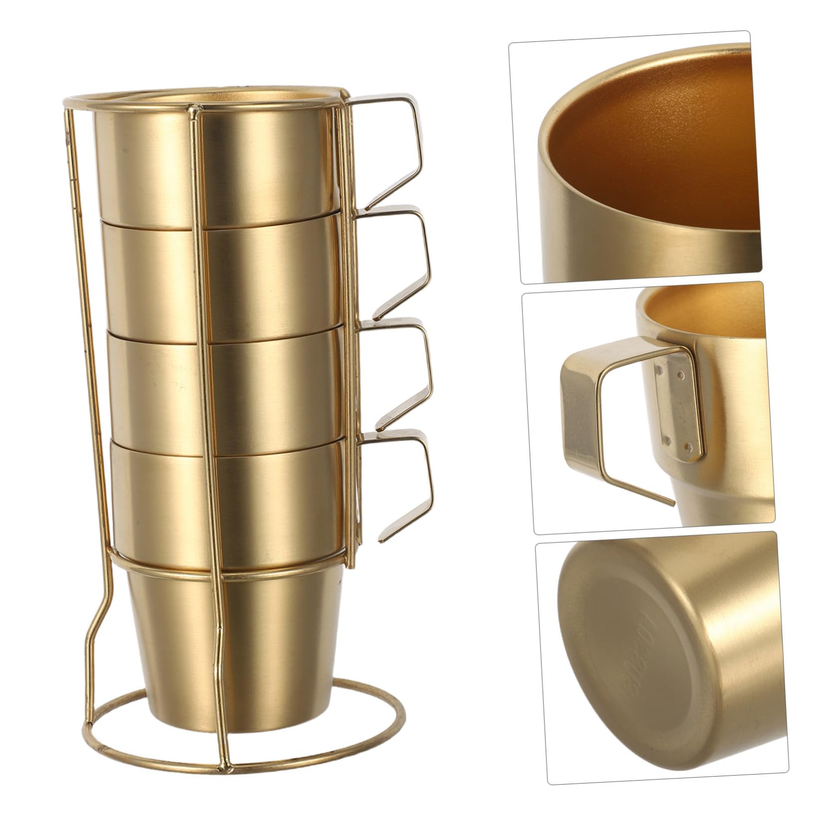 Homoyoyo Juego de Tazas de Café de Acero Inoxidable 300ml con Asa, Dobles