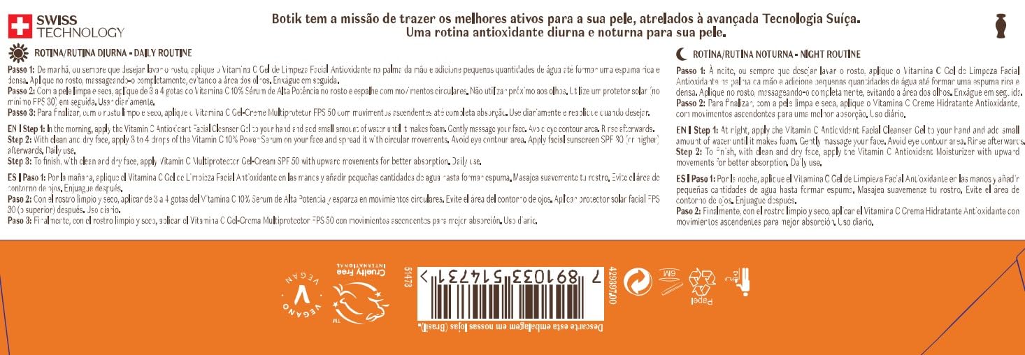 O Boticário Zestaw Botik Witamina C Przeciwutleniacz Oświetlona Skóra i Jednolita Pielęgnacja Skincare do Pielęgnacji Skóry (4 produkty)