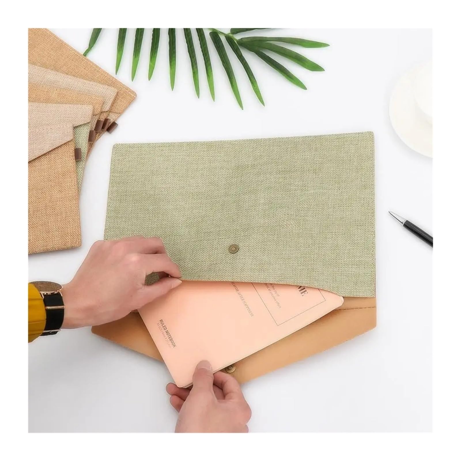 10pcs File Folder Big Capacity Document Bag Imitation Linen Canvas Felt Briefcase Folders Envelope Design Per Scrivania