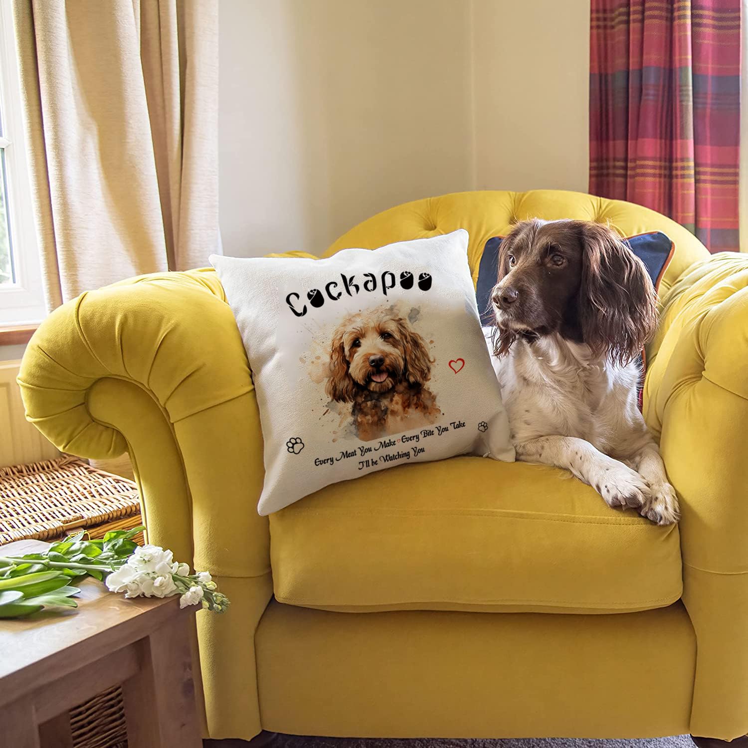 HUASHUZI Cushion Cover Cockapoo Gifts for Lovers Ornament for Women Dog Decorations Throw Pillow Case Decor Home Livingroom Couch Sofa 18"X18"(45x45cm) - Image 3