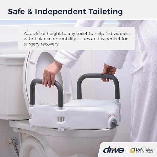 Miniatura 2 de Drive Medical RTL12027RA Asiento elevado para inodoro con brazos acolchados extraíbles asiento estándar