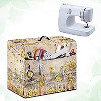 Vista 4 de Funda para máquina de coser de girasoles de otoño con prácticos bolsillos, cubierta protectora duradera acolchada contra el polvo, accesorios