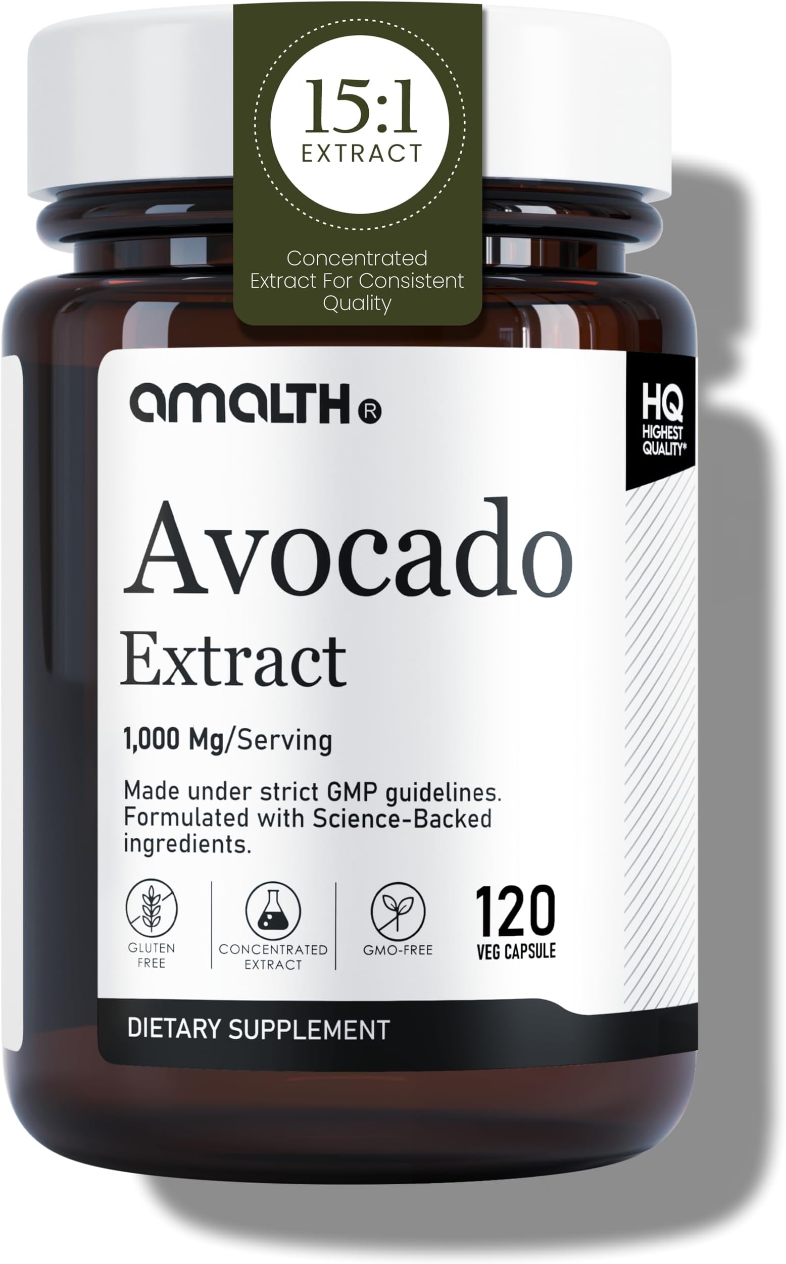 Avocado Supplement Fruit Extract 15:1, 1000mg Maximum Strength ASU for Joints Health and Support Digestion |120 Capsules | Non-GMO, Gluten Free