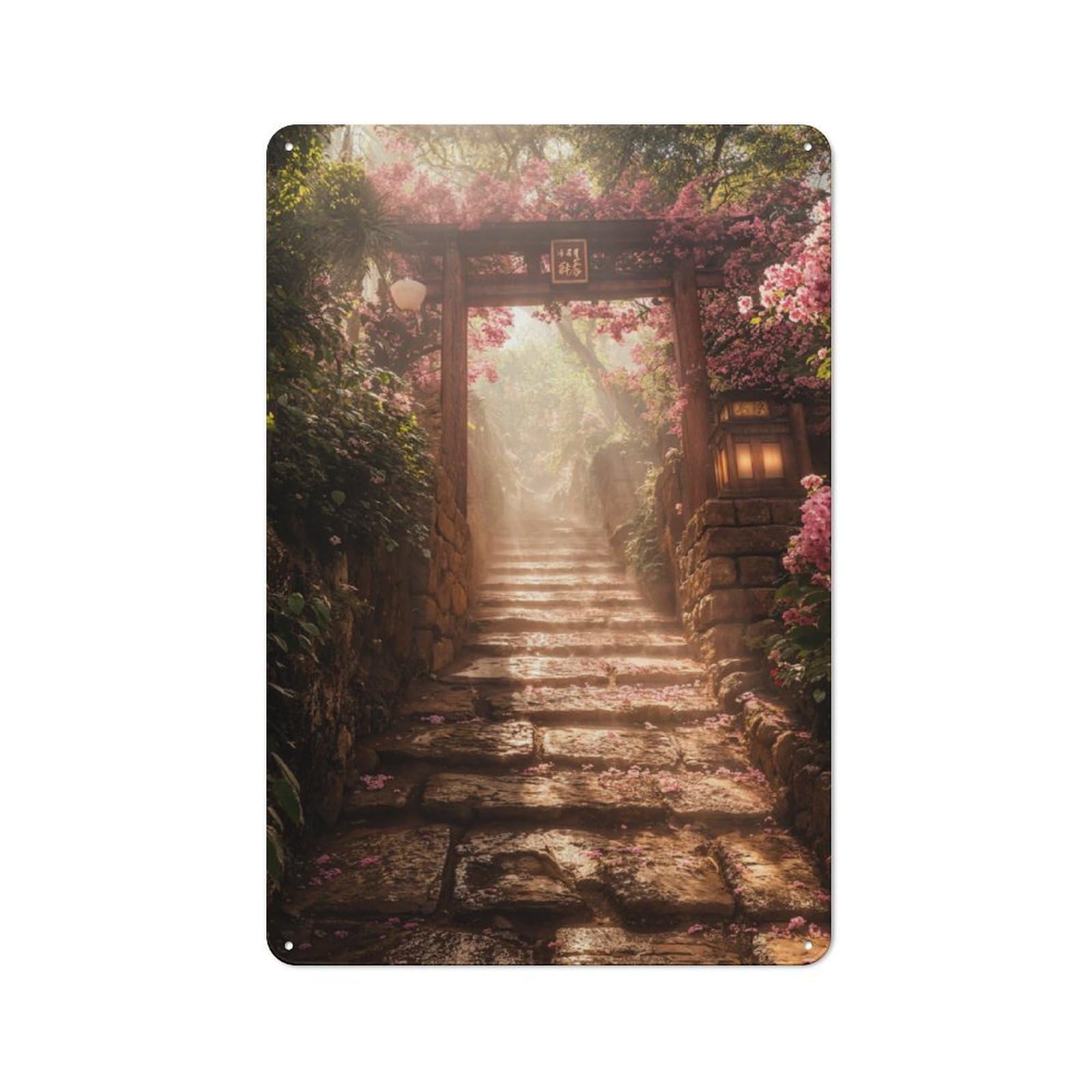 Junmoney Japanese Torii Gate Shrine Tin Wall Plaque 30X20cm With For Living Room Wall, Gift For Feature Wall Decorators During The Christmas Season