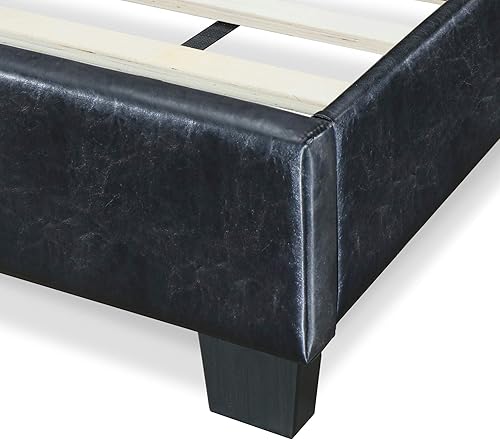Miniatura 22 de ClickDecor Hudson - Cama de plataforma tapizada con cabecera recta copetuda, base de colchón, no necesita somier, soporte de listones de marco de