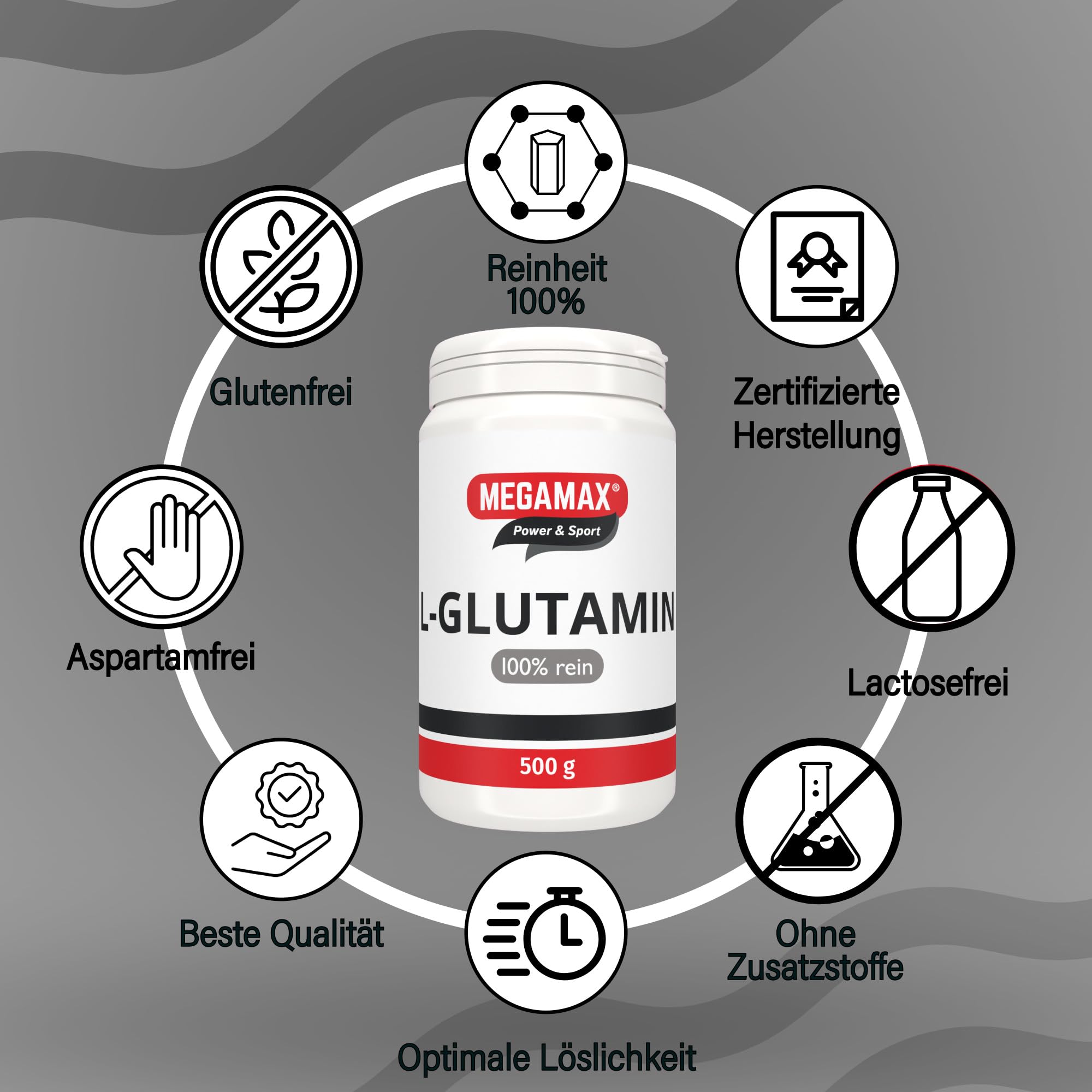 MEGAMAX L-Glutamin Pulver – geschmacksneutral, 100% rein, 300 Portionen (3er Pack)