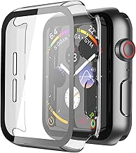 2 Piece PC Case Compatible with Apple Watch SE3/SE2/SE/Series 6/Series 5/Series 4 44 mm, Ultra Thin Tempered Glass Screen Protector Transparent