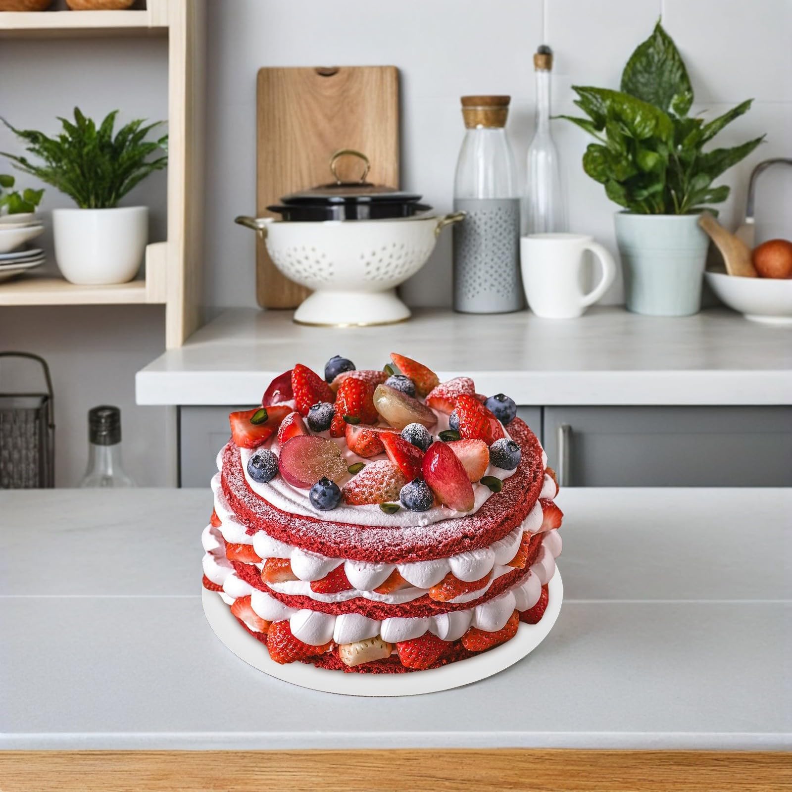 25 pièces Lot de Supports Gâteau Ronds Blancs Plateau Carton Ondulé Antidérapant et Résistant pour Présentation et Transport de Gâteaux