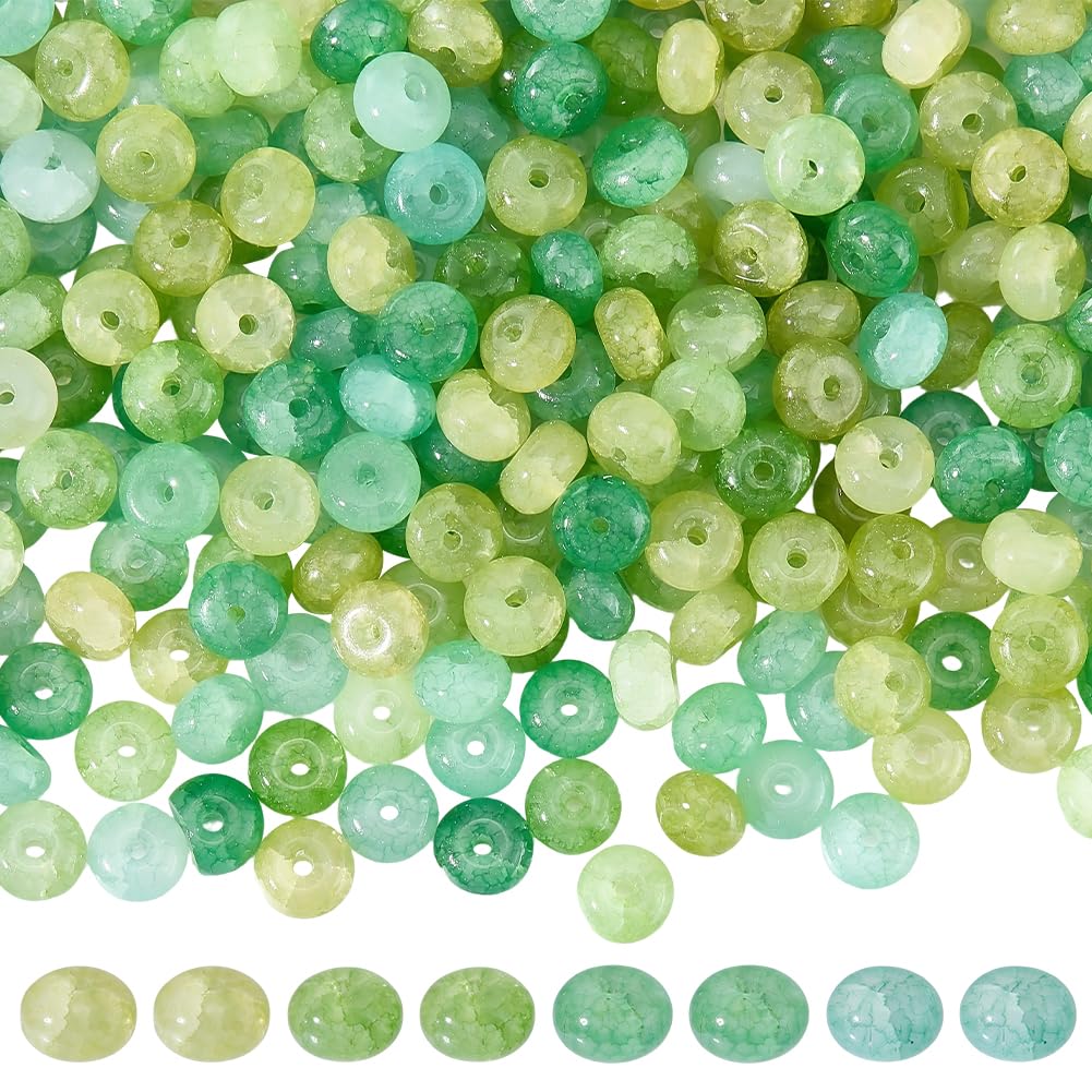 SUNNYCLUE 1 Box About 310Pcs Glass Abacus Beads Heishi Glass Beads Green Flat Rondelle Imitation Jade Gemstones Loose Spacers Strands for Jewellery Making DIY Bracelets Necklace Keychain Crafts, 5x8mm