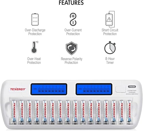 Miniatura 9 de Tenergy TN438 16-bay auto-detectar AAAAA NIMHNICD Protección integrado IC LCD Inteligente cargador de batería