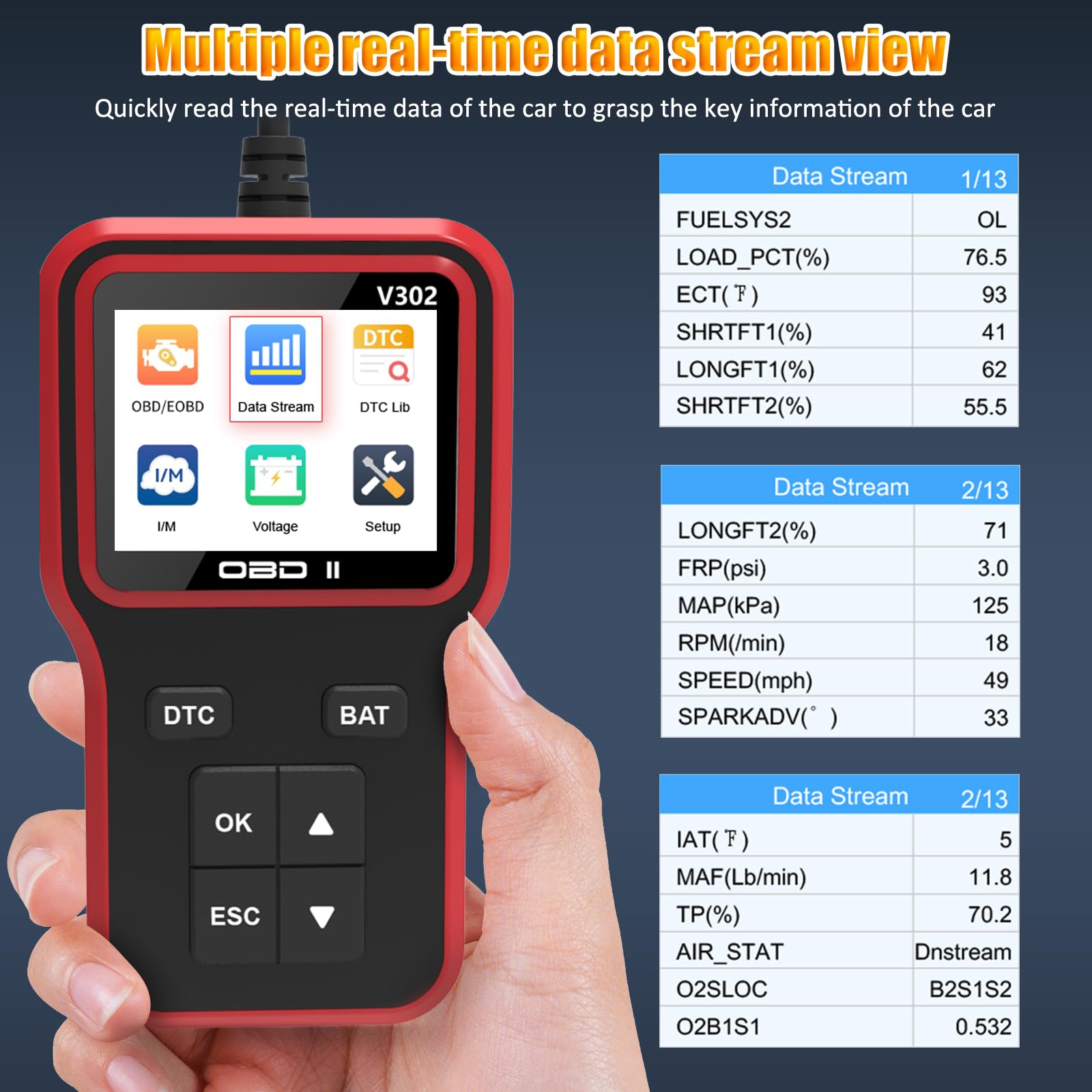 OBD2 Auto Diagnostica Diagnosi-auto Supporta più lingue, Diagnostico OBD2 per Multimarca - Lettore Errore Motore Auto con Funzioni-OBD2, Professionale Diagnostica Per tutti i Veicoli OBDII