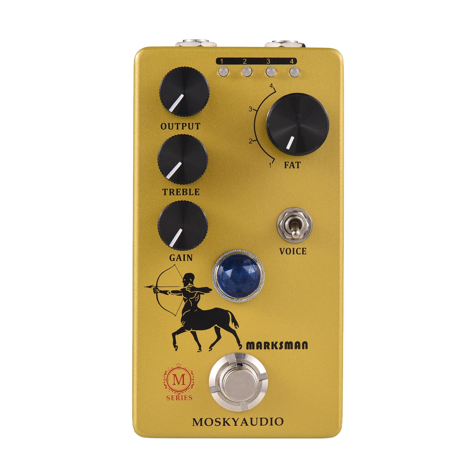 Pedał efektów MOSKYAudio Overdrive/przedwzmacniacz/wzmacniacz pedał efektów gitarowych 4 tryby przycinania przełącznik i wyjście/wysokie / sterowanie wzmocnieniem kompaktowy przenośny cyfrowy