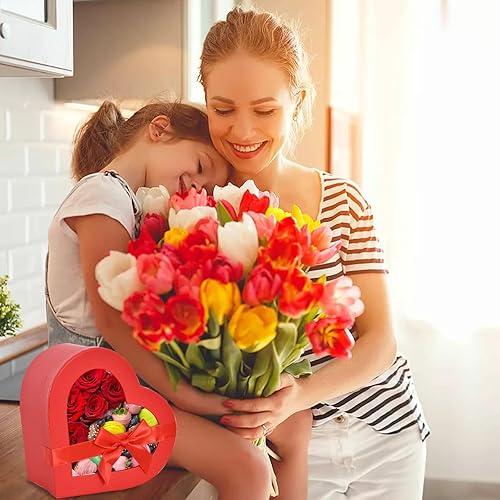 Miniatura 5 de BEISHIDA Juego de 3 cajas en forma de corazón para el día de la madre para flores, chocolate y fresas, caja de regalo para mamá con tapas