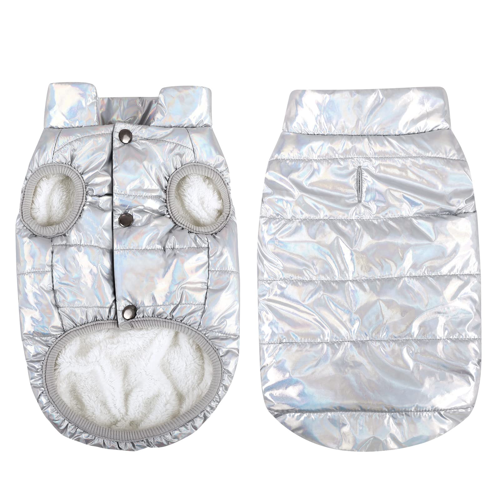 ASENKU Windproof Dog Winter Coat Waterproof Dog Jacket Warm Dog Vest Cold Weather Pet Apparel with 2 Layers Fleece Lined for Small Medium Large Dogs (Silver, M)