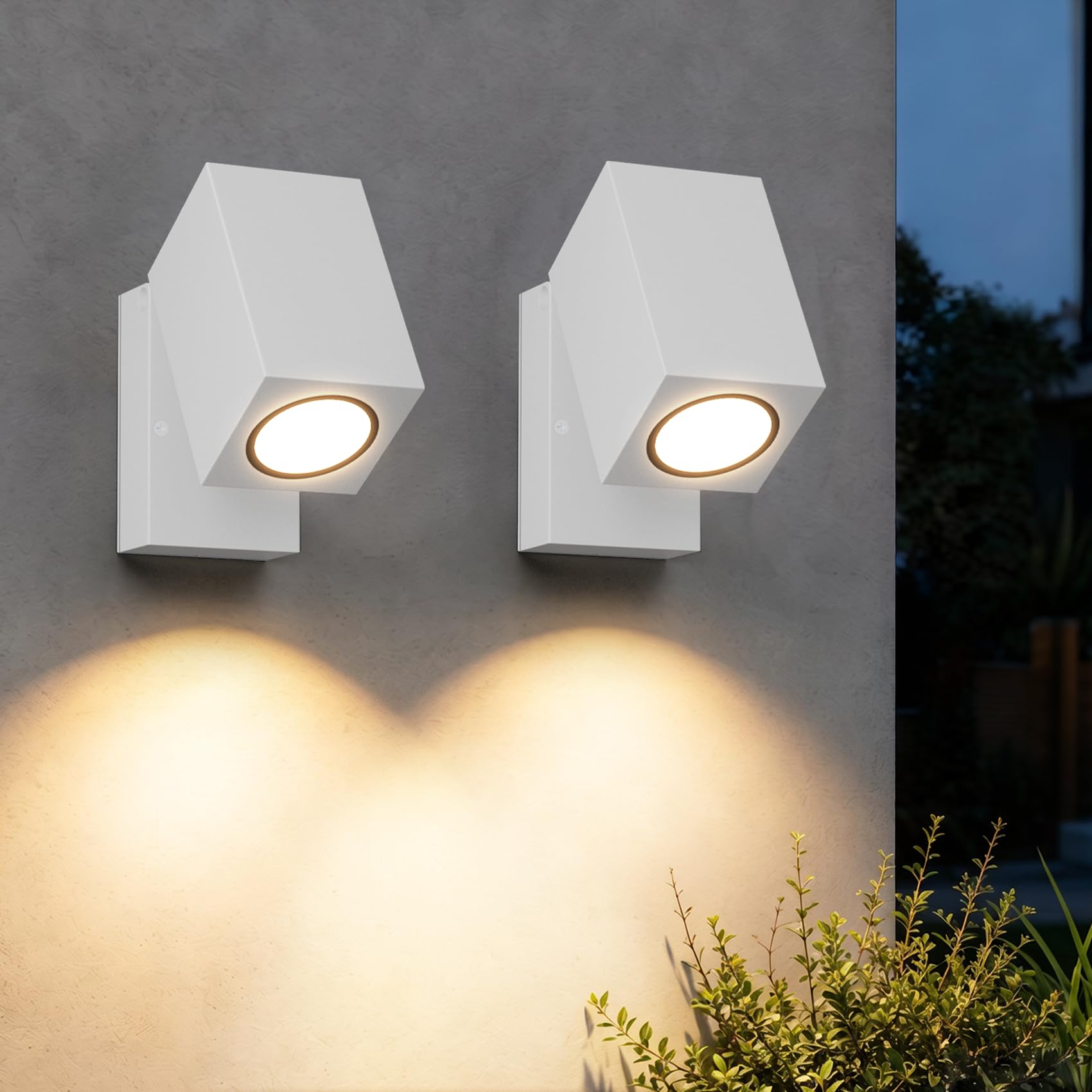 Aipsun 2 PCS Applique da Esterno/Interno,Ip65 Lampada da Parete in alluminio applique Gu10/90 gradi orientabili esterno/interno,impermeabile,Applique senza lampadina，Bianco