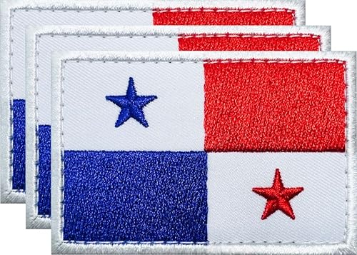 DM - Paquete de 3 parches de bordado de bandera de Panamá tácticos para sombreros, bolsas tácticas, chaquetas, parches de ropa, parche militar,