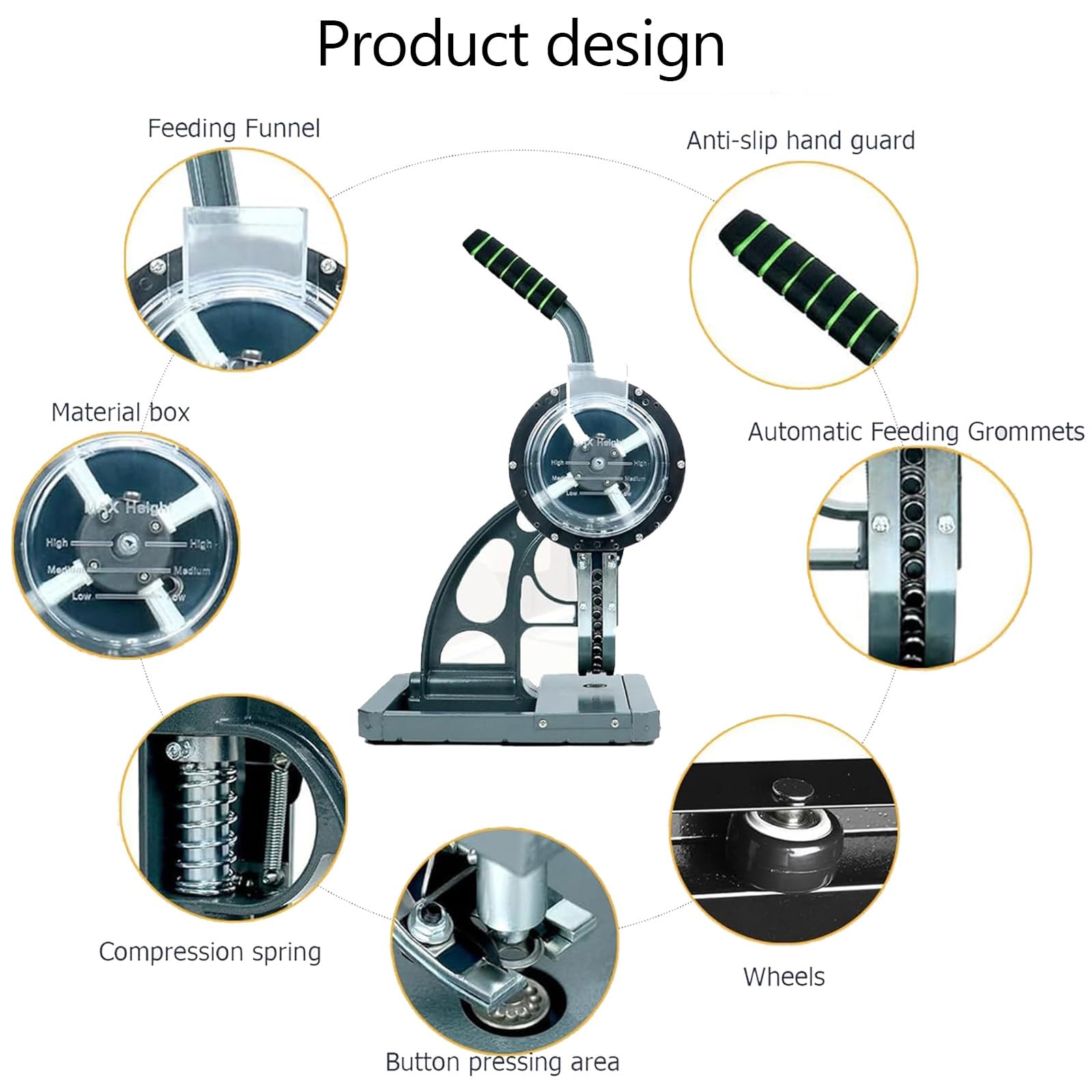 Máquina Ojales semiautomática, máquina Ojales Prensa Manual Alta Resistencia, Herramienta alimentación Ojales Perforadora, 5,5-12 mm Opcional, para pancartas, toldos y Carteles 6mm