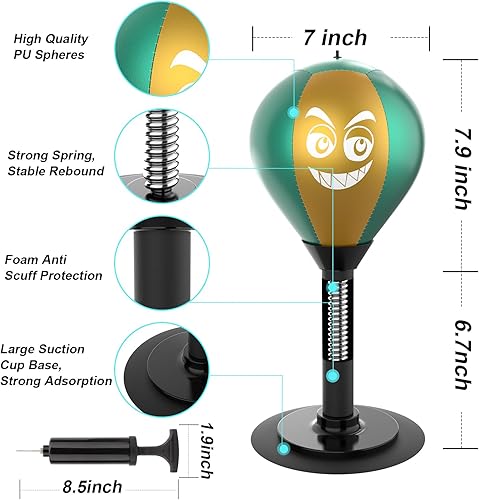 Miniatura 3 de HZG Saco de boxeo de escritorio, antiestrés con ventosa para mesa de oficina y mostradores, pelota de alivio de estrés resistente, pelota de boxeo