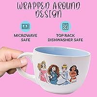 Vista 4 de Silver Buffalo Disney Princess Courage to be Kind con Tiana, Belle, Ariel, Mulan, Jasmine, Aurora, Mérida, Cenicienta y Moana Taza de Sopa