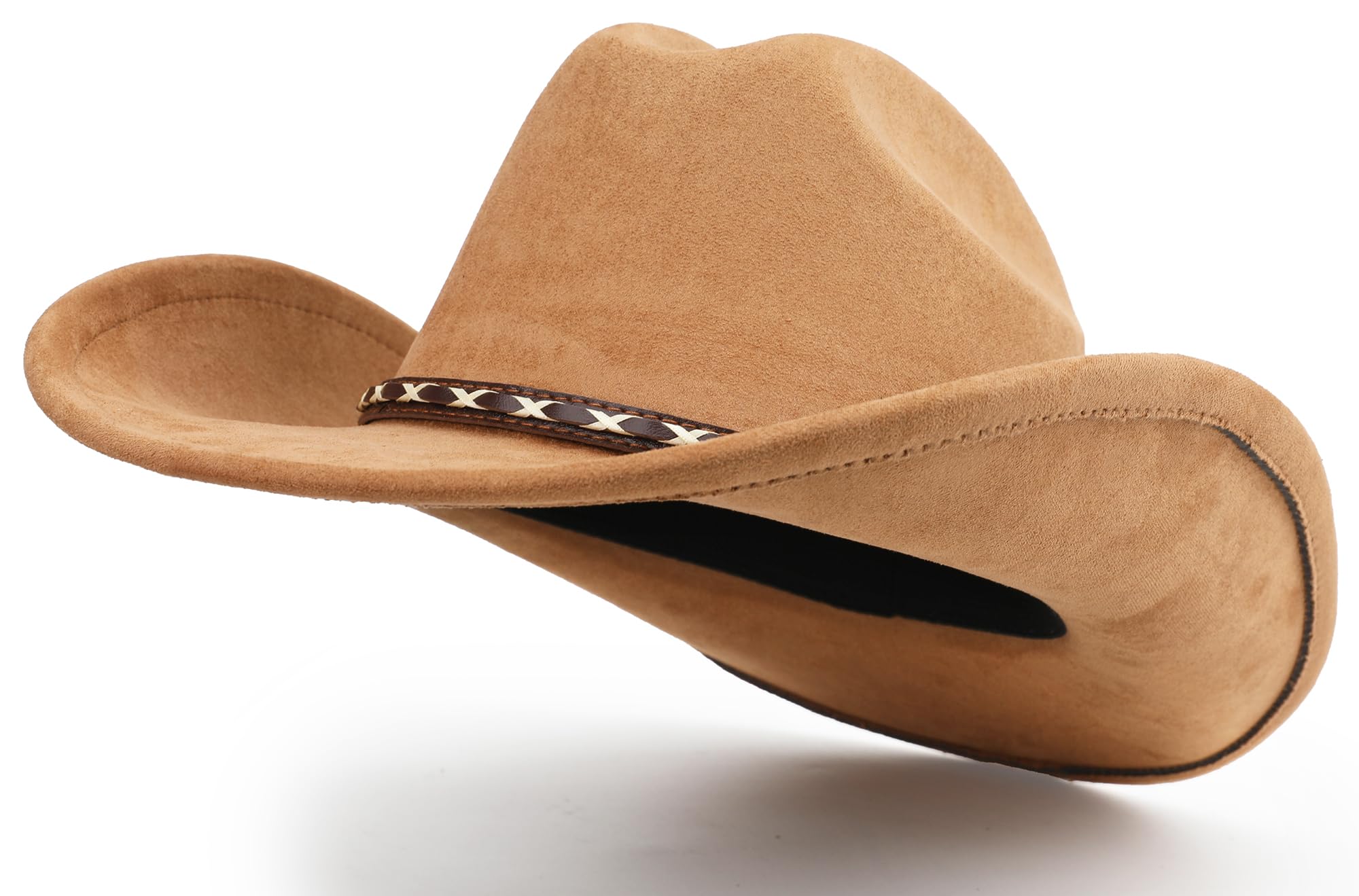 BESOOGII Sombrero de vaquero occidental para mujeres y hombres, unisex, de ala ancha, de fieltro para vaqueros y vaqueras