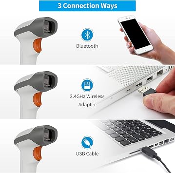 NetumScan Wireless 1D 2D Barcode Scanner with Stand & Bluetooth 2D Barcode Reader for Warehouse POS and Computer