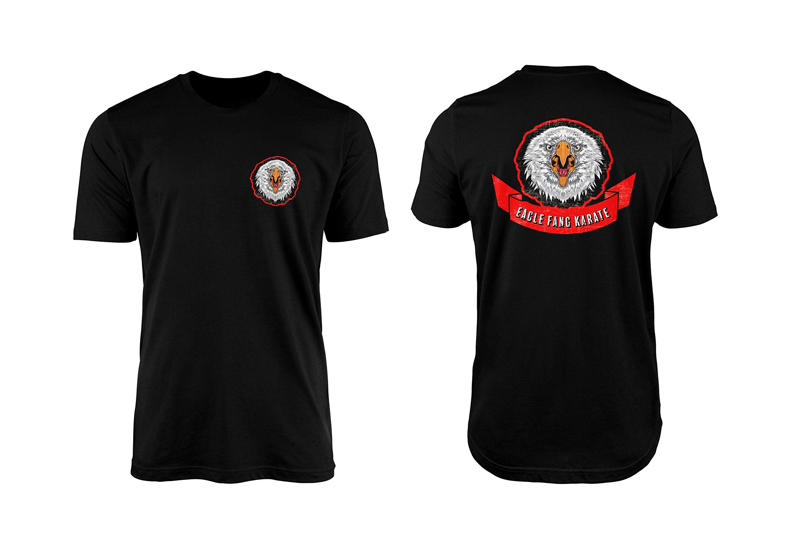 Smartypants Black Eagle Fang T-Shirt Top Tee - Novelty Martial Arts Karate Cobra Miyagi-Do Kung-Fu Teacher Student Dojo Front And Back Print Adult Teen Kids Gift Present (Small, )