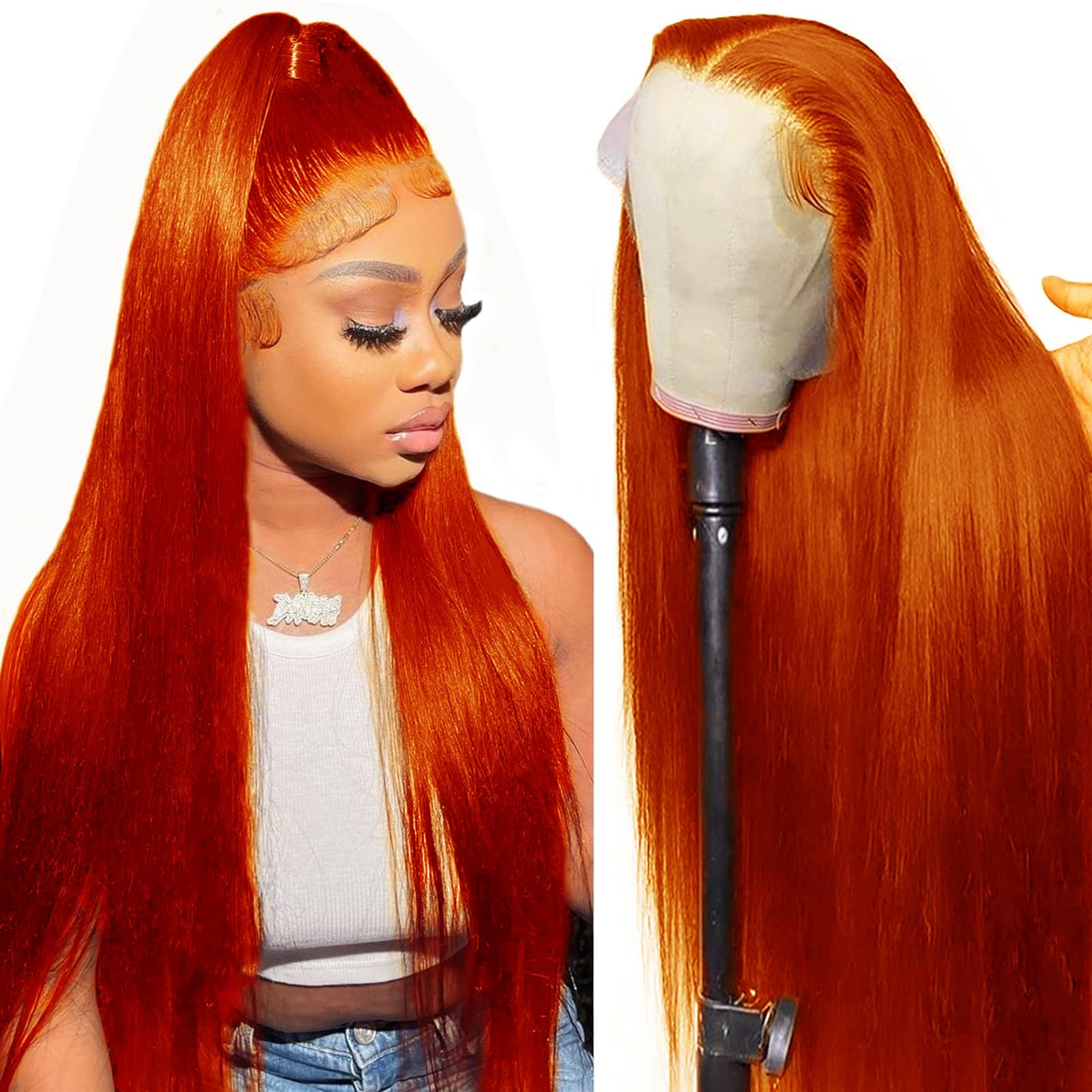 26 Inch 13x6 Ginger Lace Front Wigs Human Hair 180 Desertcart