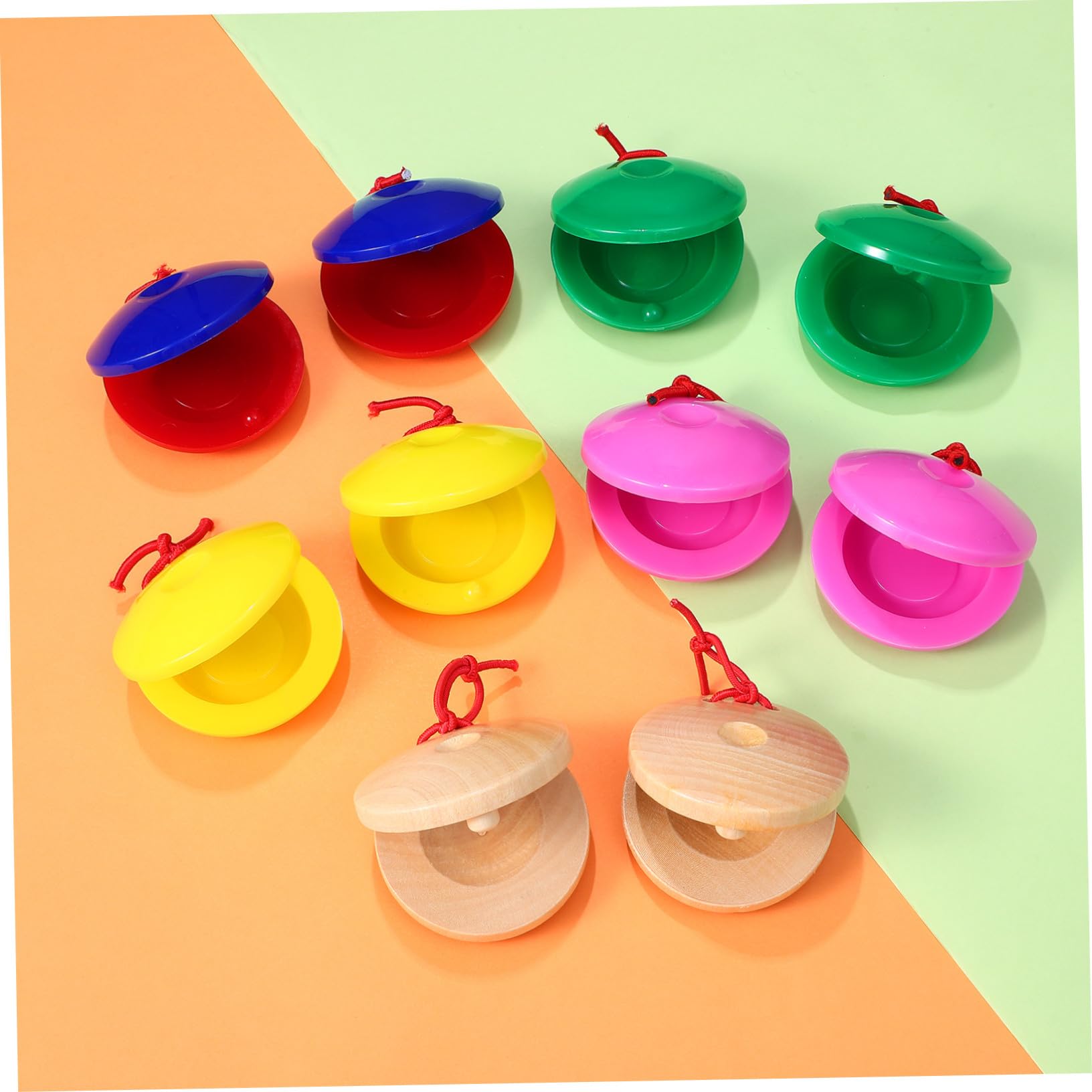 Gatuida 24 Castañuelas de Madera y Plástico para Niños, Instrumento Musical Educativo Que Desarrolla la Percepción Auditiva y Atrae la Atención en Comunicación Padre E Hijo