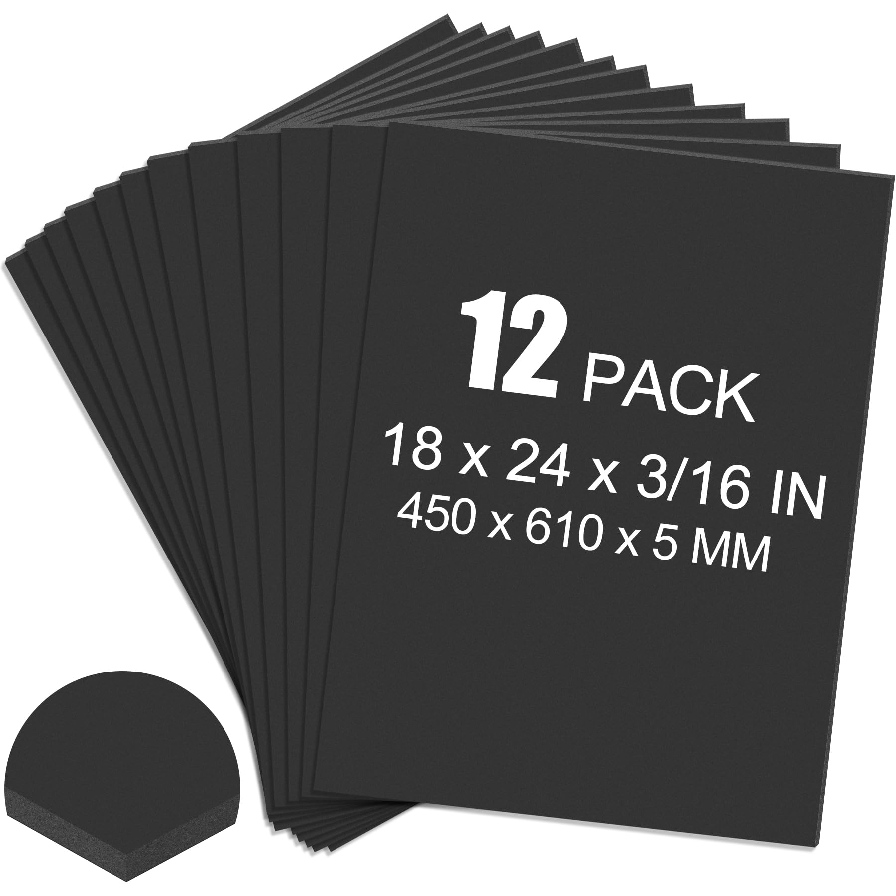 ToLanbbt 12 Pack Black Foam Board, 18 x 24 x 3/16" Thick Foam Core Acid Free Poster Foamboard for Art Craft Projects, Painting, Displaying, Signage, Wedding, School