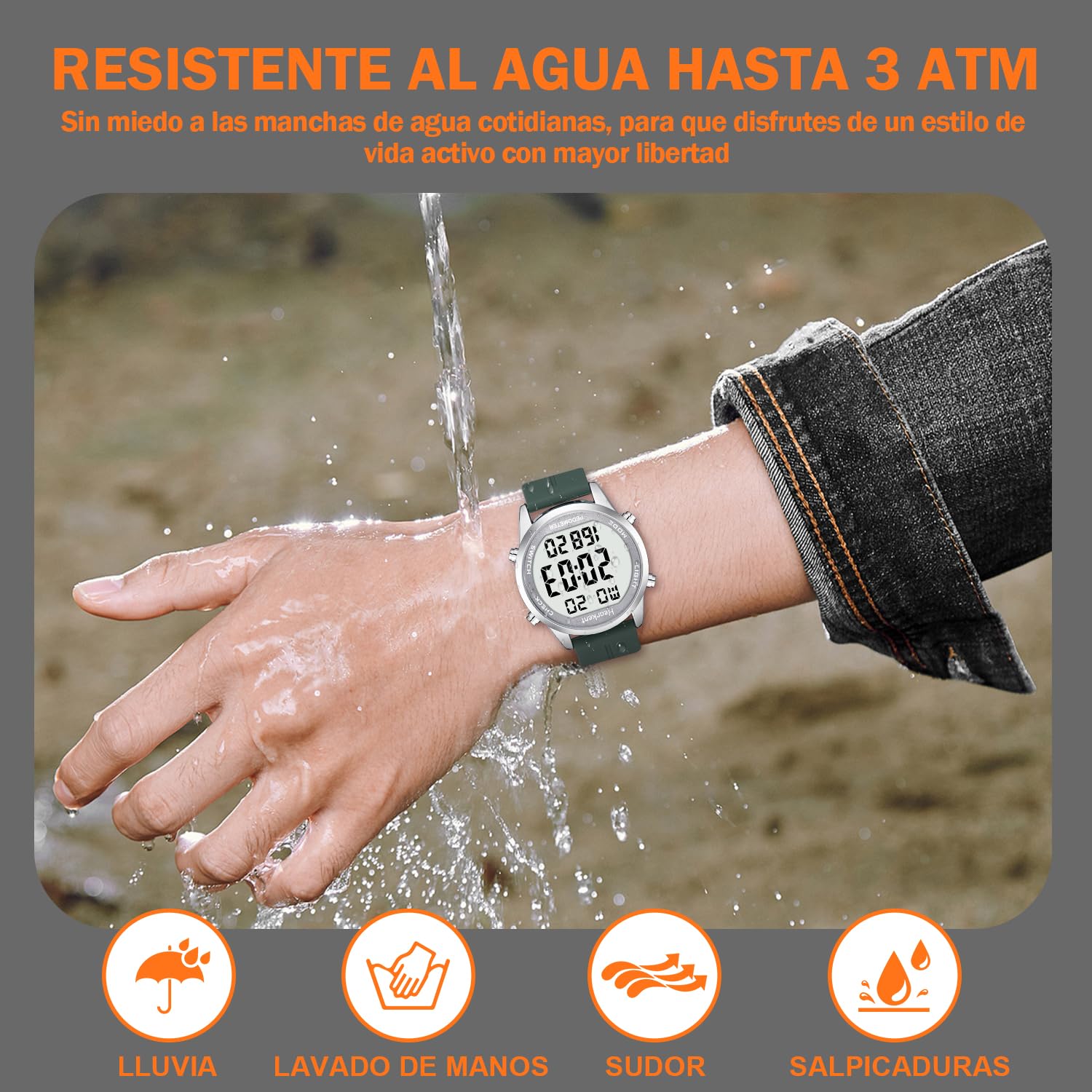 Hearkent Podomètre Montre de marche pour senior sans Bluetooth Aucune application requise avec compteur de pas, calories et grands chiffres LCD