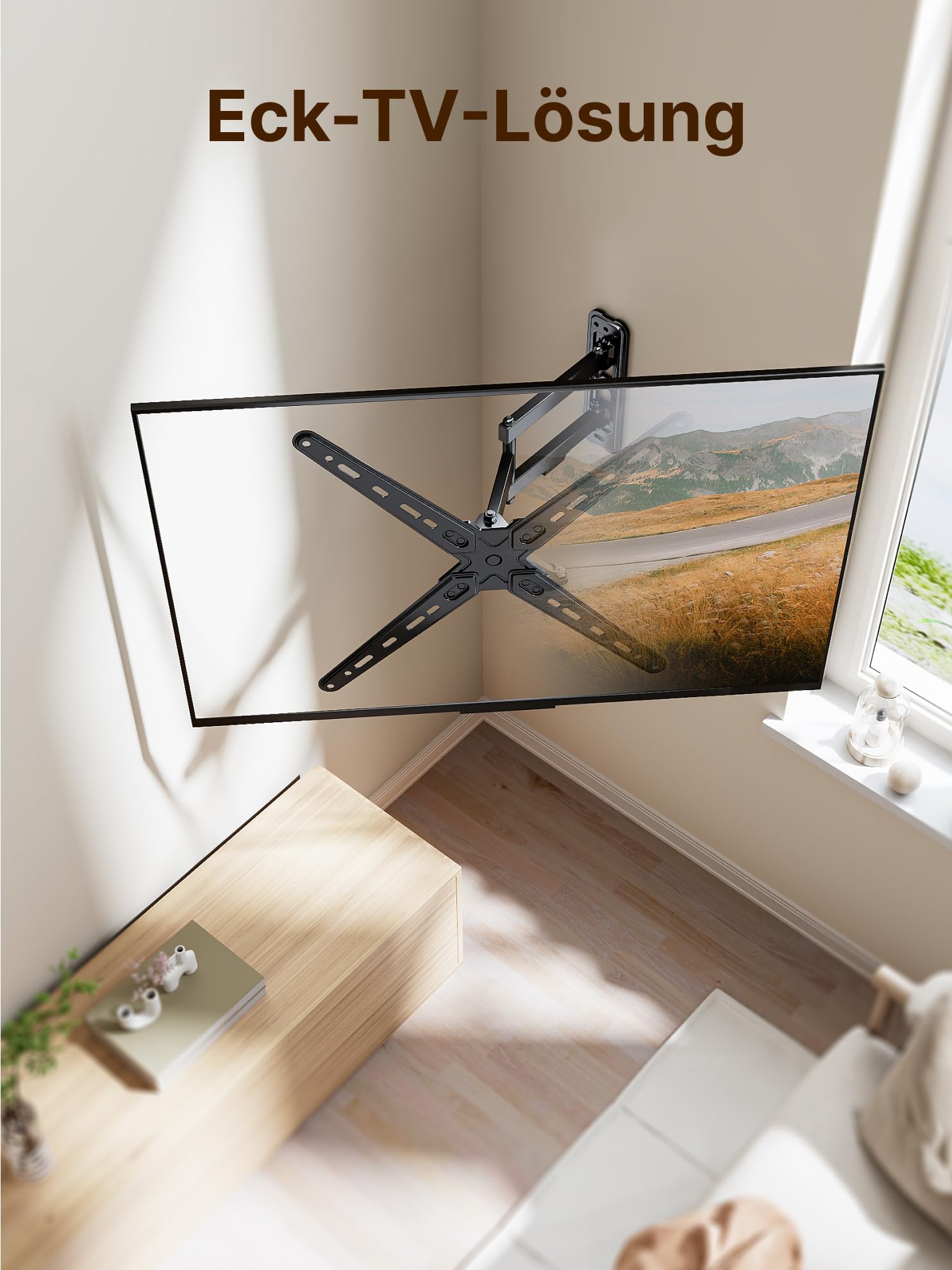 monTEK Supporto da parete per televisori piatti e curvi da 13-55 pollici o monitor fino a 25 kg, orientabile a 180° e girevole a 95°, supporto TV inclinabile, supporto universale da parete per TV, max