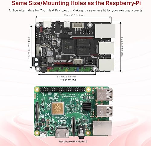 Miniatura 3 de BIGTREETECH Pi Tablero de control 64bit Quad Core, 1 GB DDR3L 40 pines GPIO compatible con SKR MINI E3 V3.0/Octopus V1.1/Pro, SKR V1.4